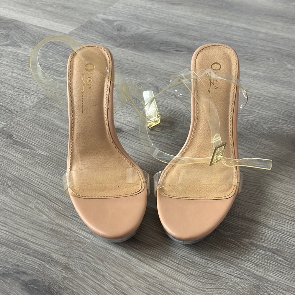 Clear heels with nude sole size 7.5